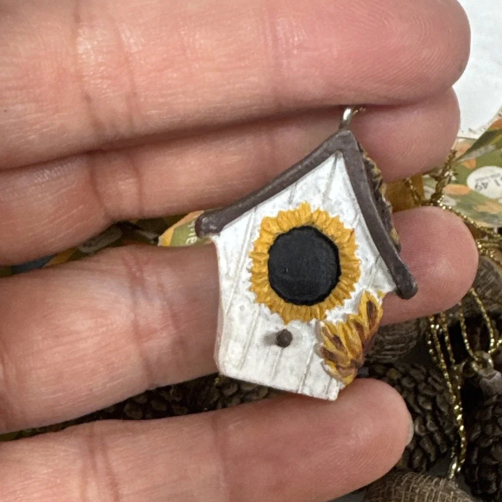 Vintage Autumm Accents Acorns Pumpkin birdhouse and Birds lot